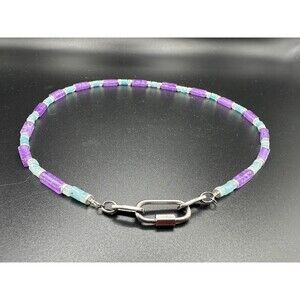 18 Bold Purple & Blue Agate Choker, Handmade Modern Necklace Carabiner Clasp